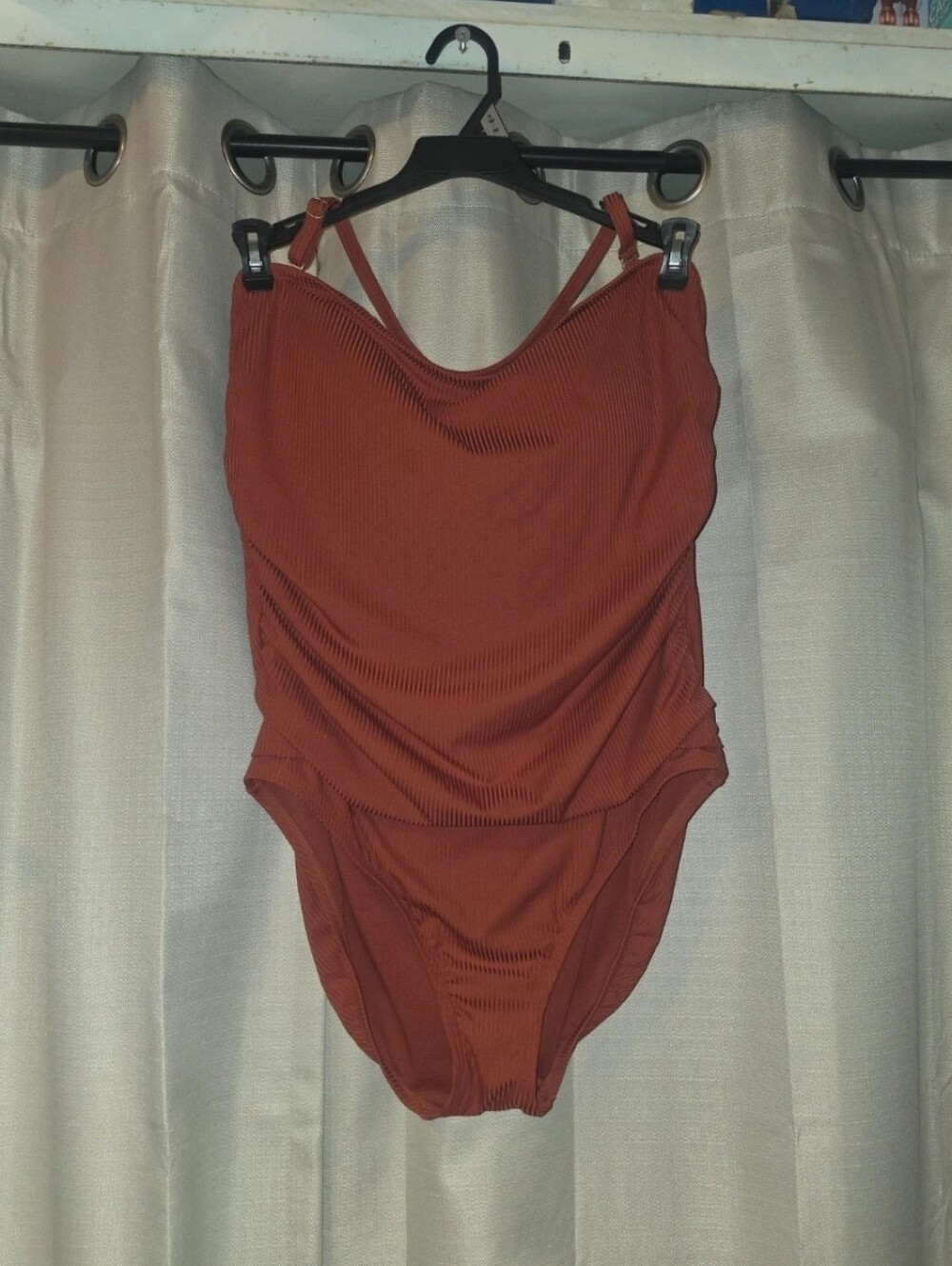 Time & Tru One-Piece Swimsuit - Rust Red